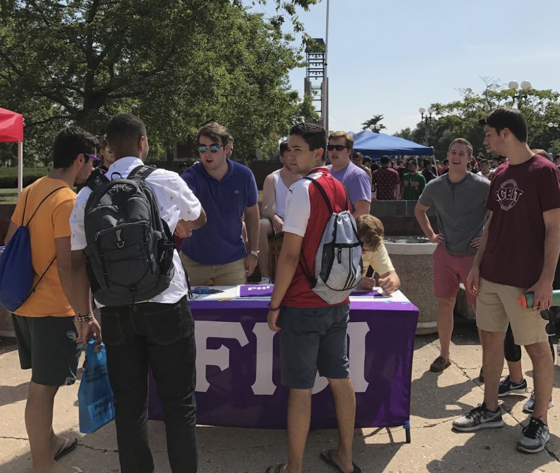 Students at a Fiji recruitment table