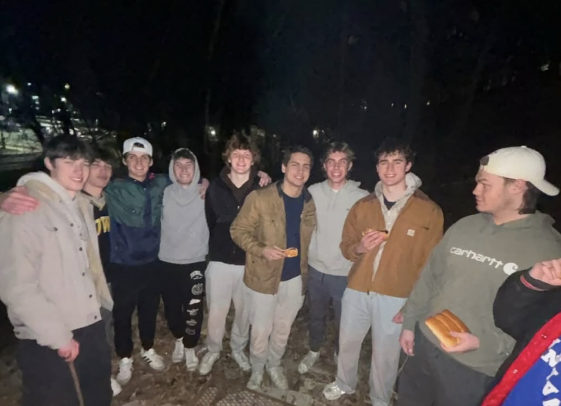 Chapter members together at night