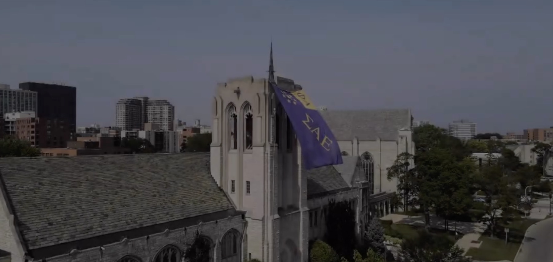 SAE flag above a chapter house